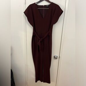 Express V-Neck Tie Waist Straight Leg Jumpsuit